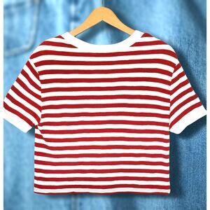 GUESS X A$AP Rocky Red White Stripe Crop T-Shirt  XS